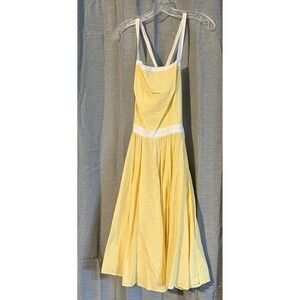 Howard Wolf Vintage Yellow Gingham Sundress Retro Boho Dress Sz 8